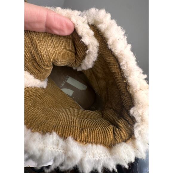 Vtg Y2K Report Tan Suede Fur Rubber Chunky Heel Ankle Boots Womens Sz 7.5 90s - Picture 8 of 16